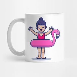 Cute Girl Wearing Flamingo Balloon Mug